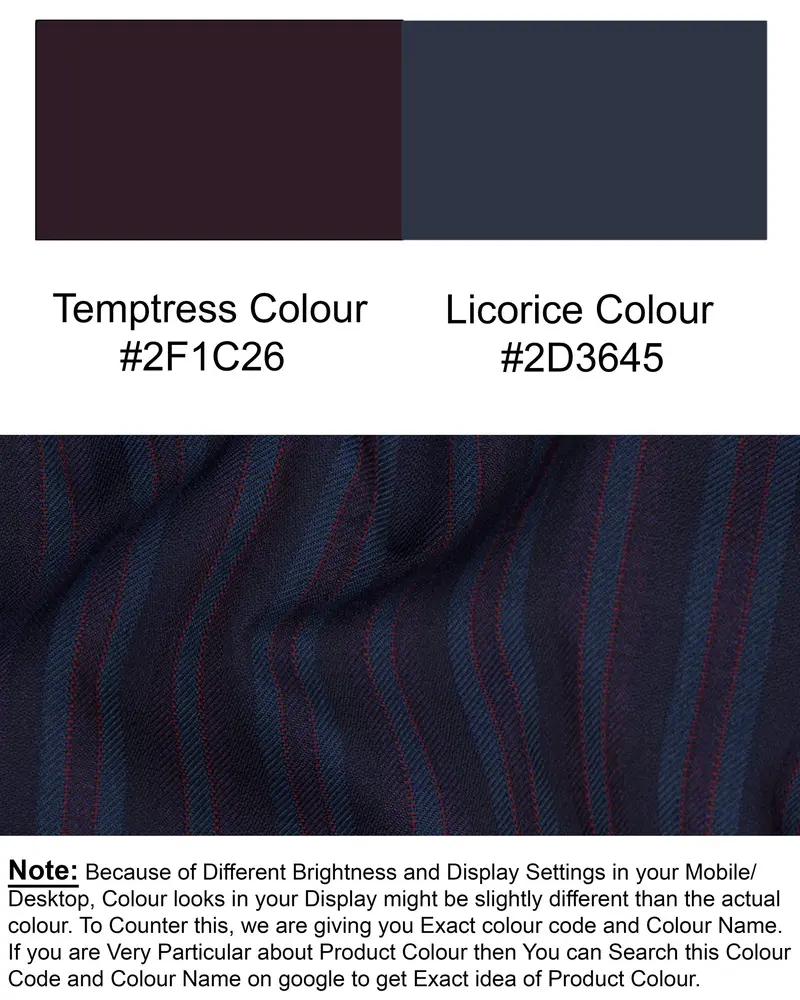 Licorice Blue Striped Wool Rich Waistcoat 7