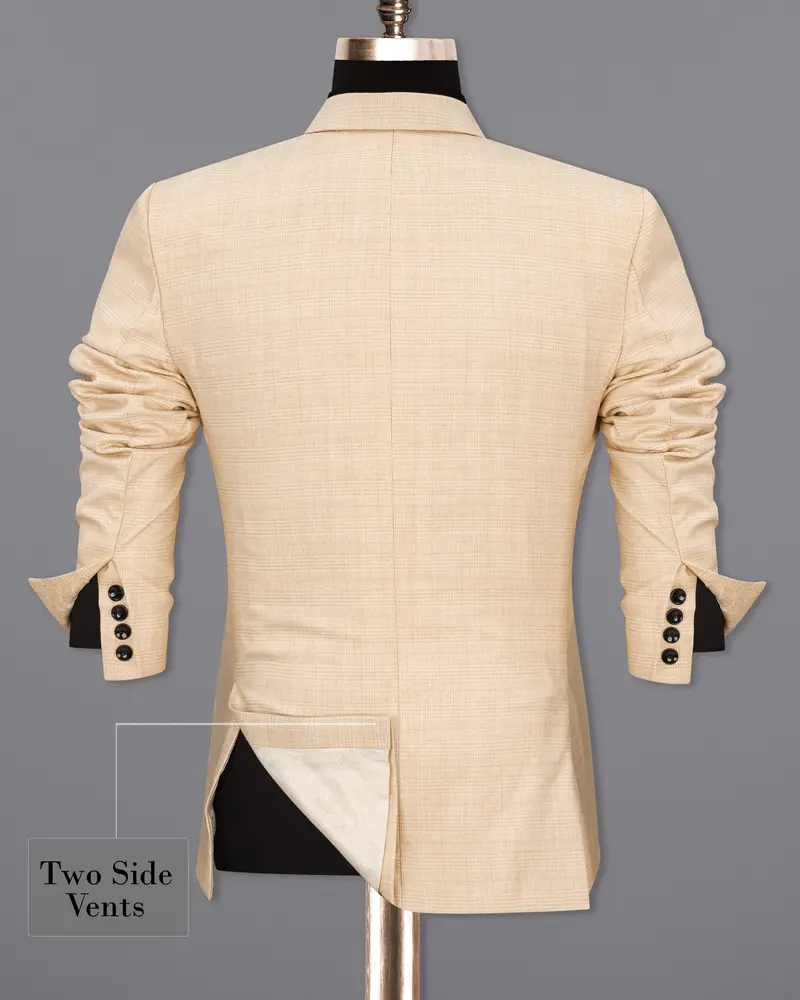 Light Apricot Brown Subtle Plaid Blazer 11