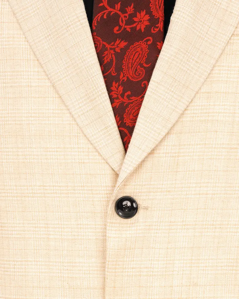Light Apricot Brown Subtle Plaid Blazer 4