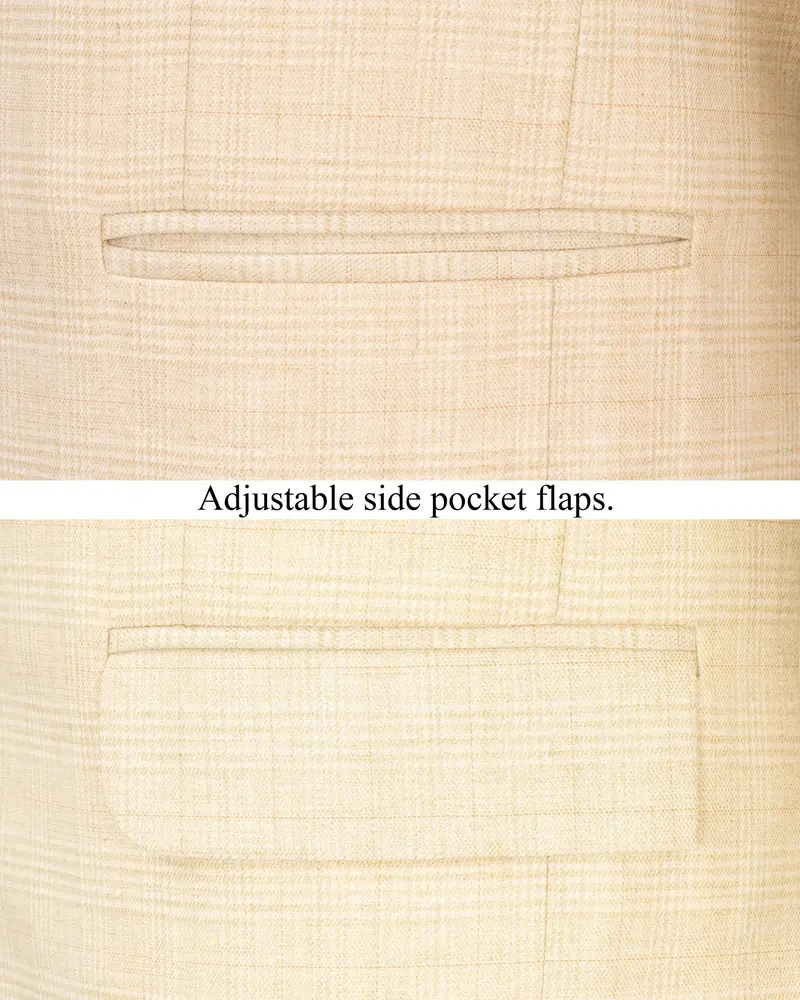 Light Apricot Brown Subtle Plaid Blazer 5