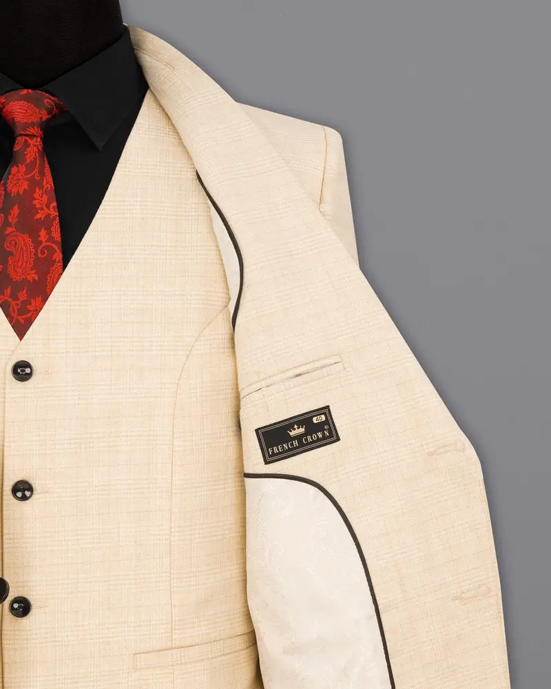 Light Apricot Brown Subtle Plaid Blazer 7