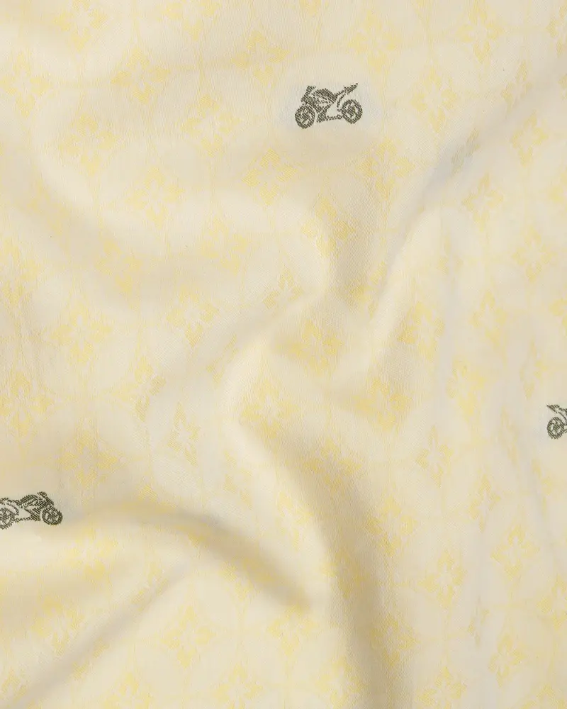 Light Apricot Yellow Racing Bike Jacquard Textured Premium Giza Cotton Shirt 2