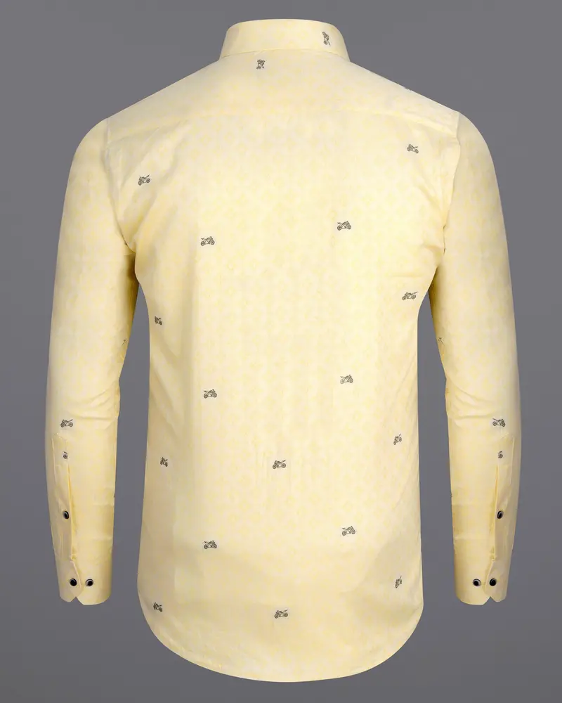 Light Apricot Yellow Racing Bike Jacquard Textured Premium Giza Cotton Shirt 6