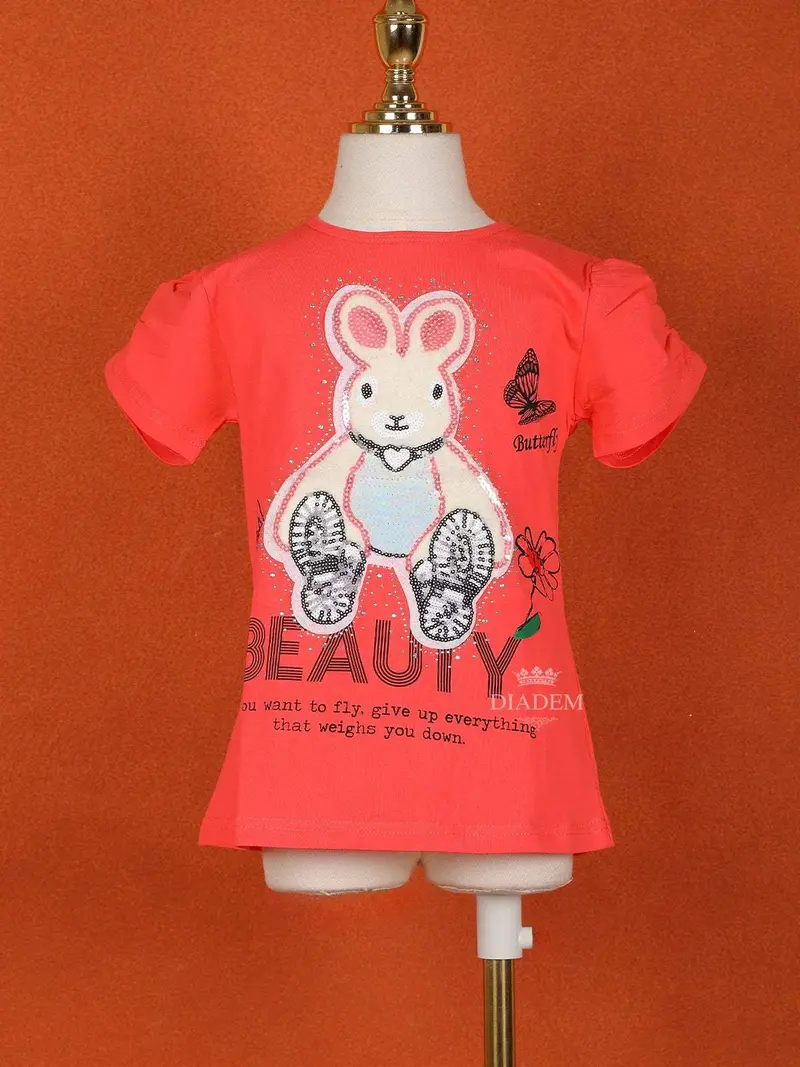 Light Blue Cotton Half Sleeve Tshirt Girls, Girls Light Blue Half Sleeve Tee, Light Blue Cotton Tee For Girls 1