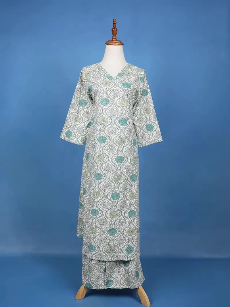 Light Blue Floral Designed Cotton Palazzo Salwar Suit 1