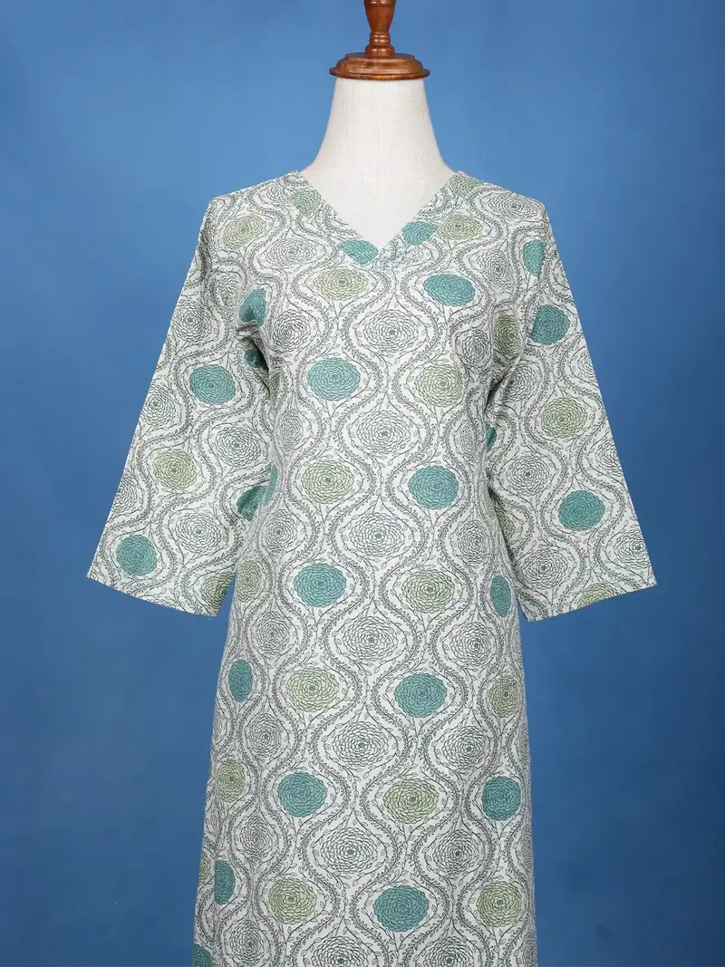 Light Blue Floral Designed Cotton Palazzo Salwar Suit 2