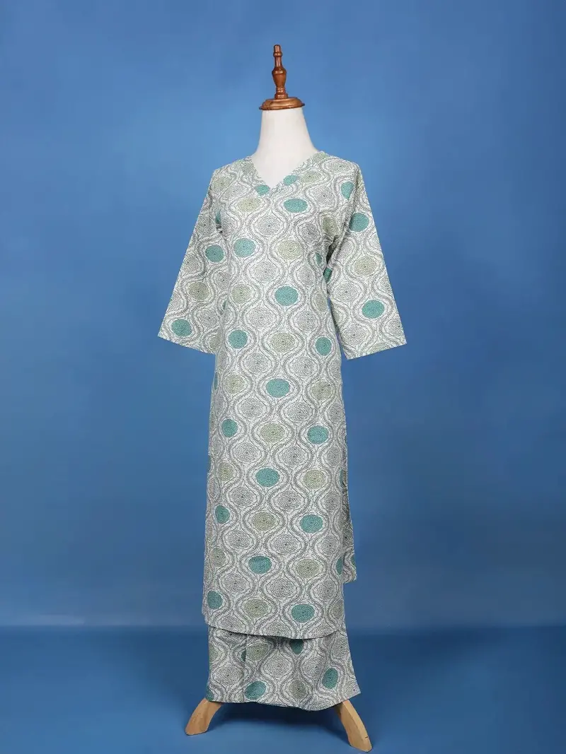 Light Blue Floral Designed Cotton Palazzo Salwar Suit 3