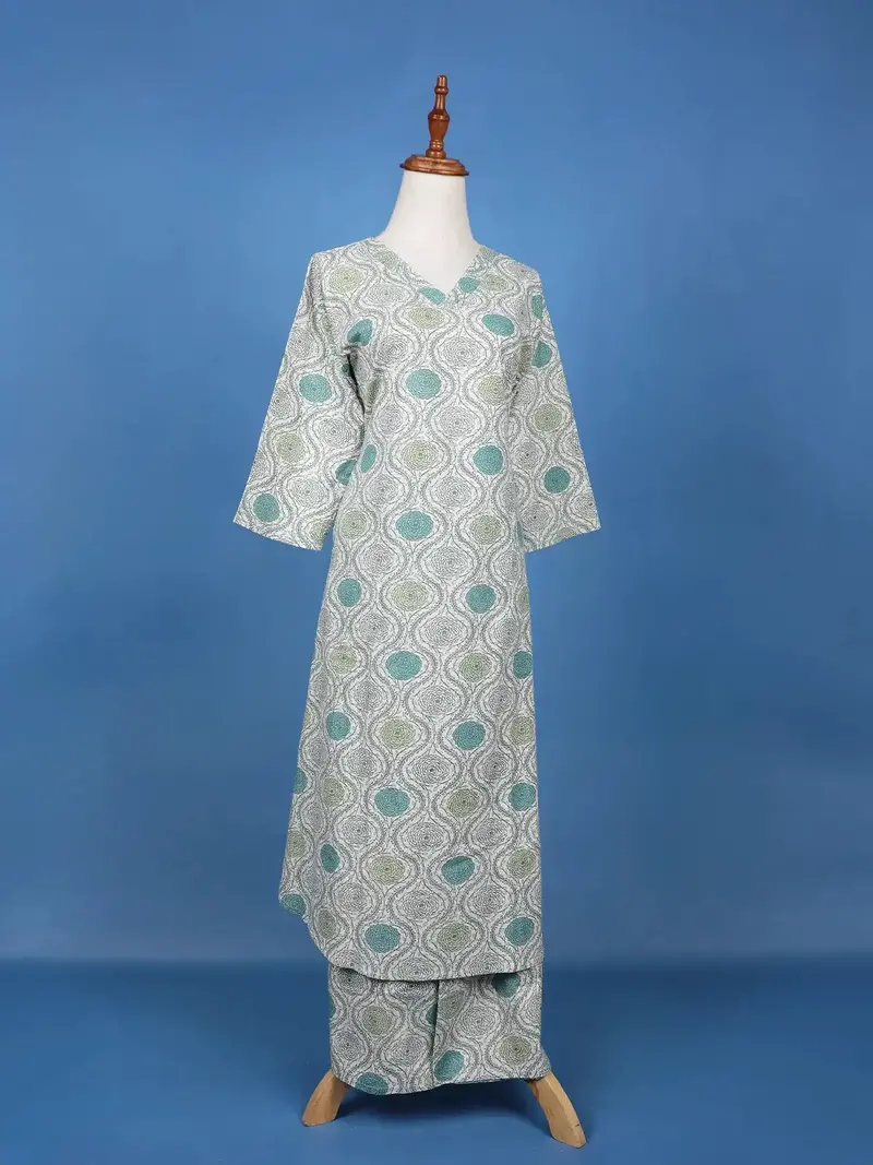 Light Blue Floral Designed Cotton Palazzo Salwar Suit 4