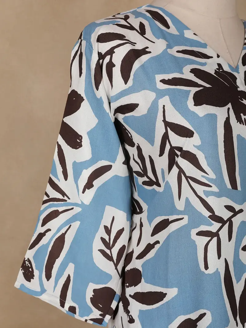 Light Blue Floral Designed Cotton Salwar Suit 2