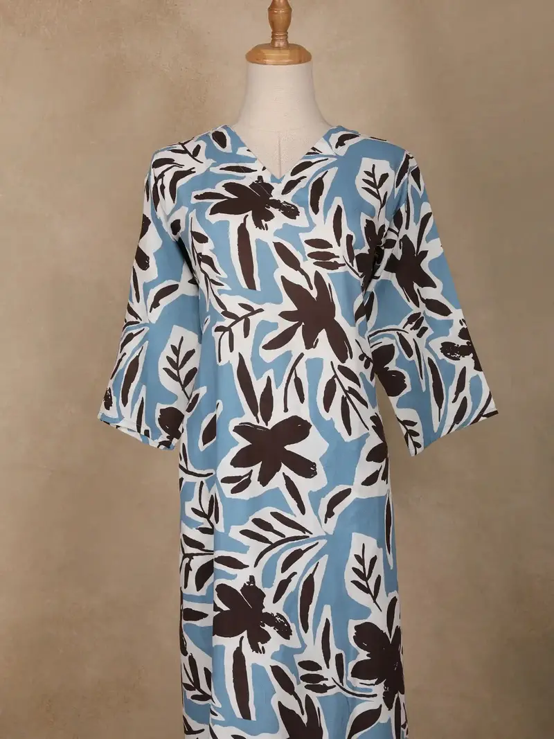 Light Blue Floral Designed Cotton Salwar Suit 4