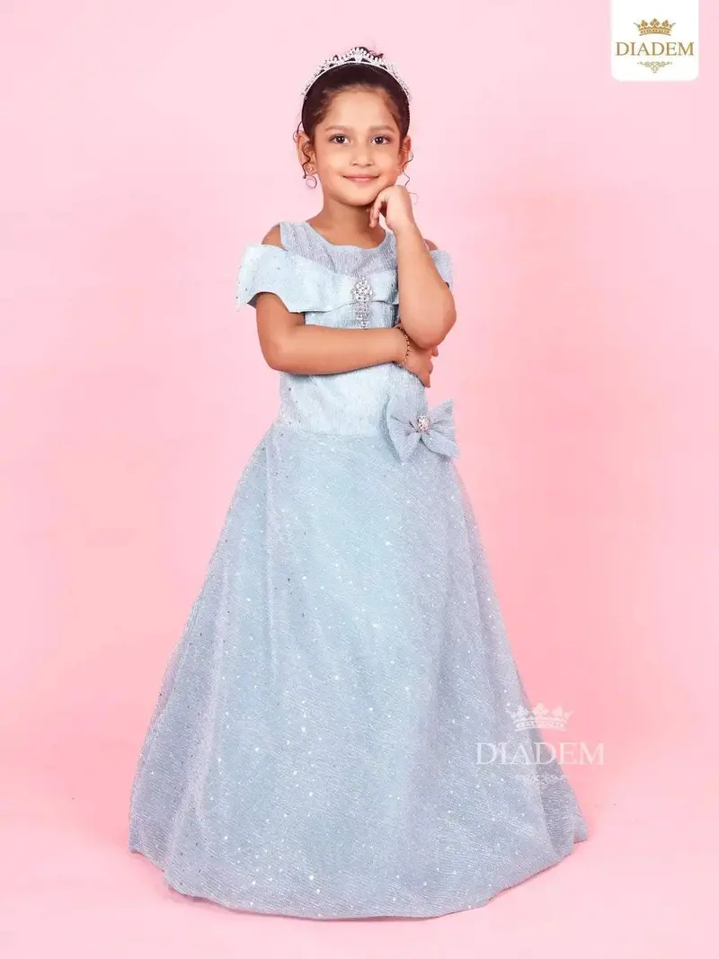 Light Blue Gown With Attached Bow 1