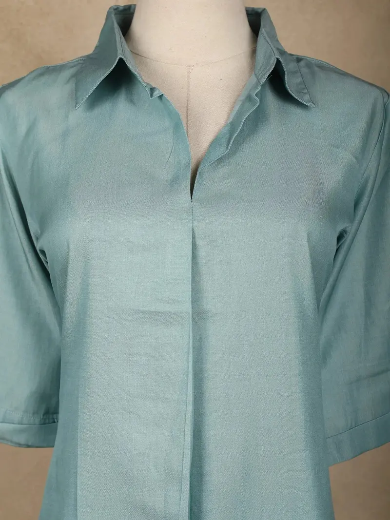 Light Blue Solid Design Cotton Co-Ord Set 5
