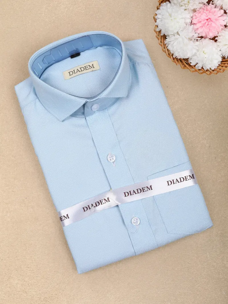Light Blue Solid Design Full Sleeve Cotton Kid's Shirt 1