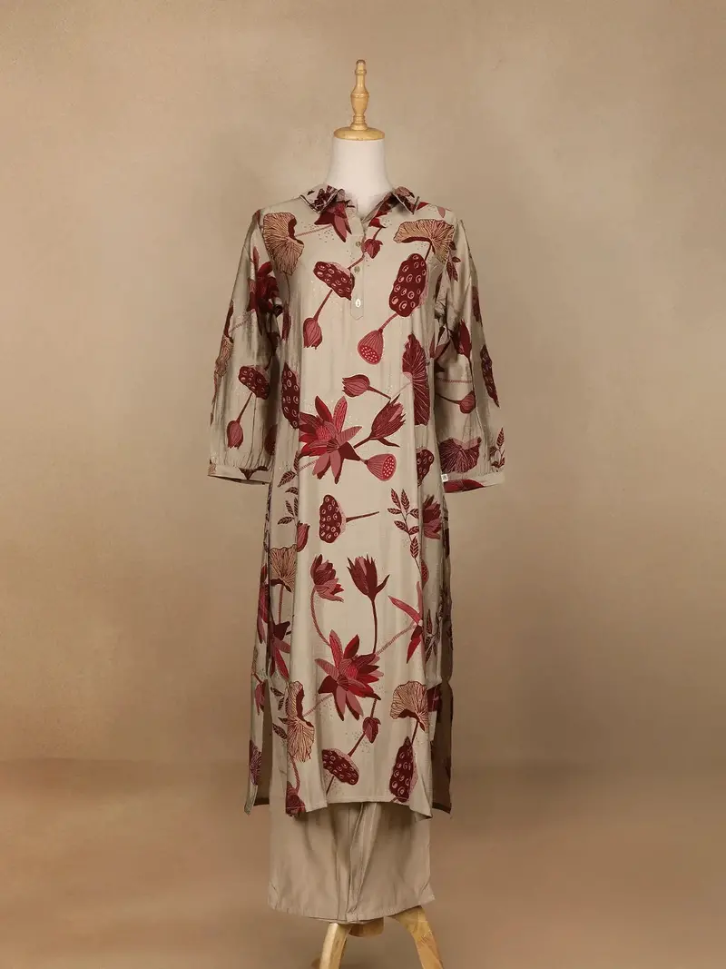 Light Brown Floral Designed Salwar Suit 1