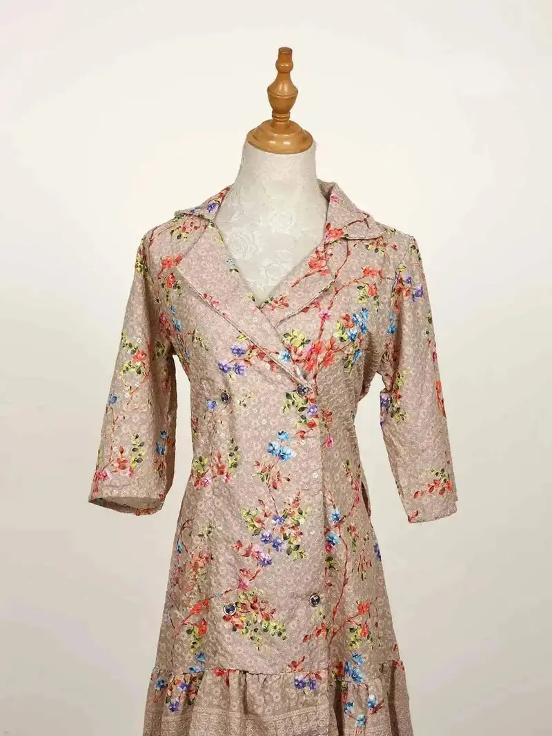 Light Brown Kurti Adorned With Floral Prints 2