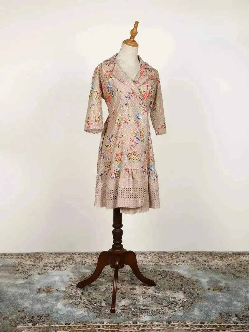 Light Brown Kurti Adorned With Floral Prints 3