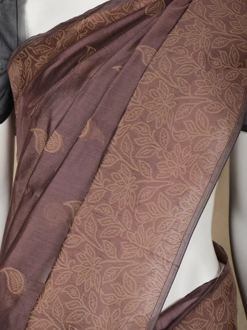Light Brown Paisley Designed Cotton Saree 2