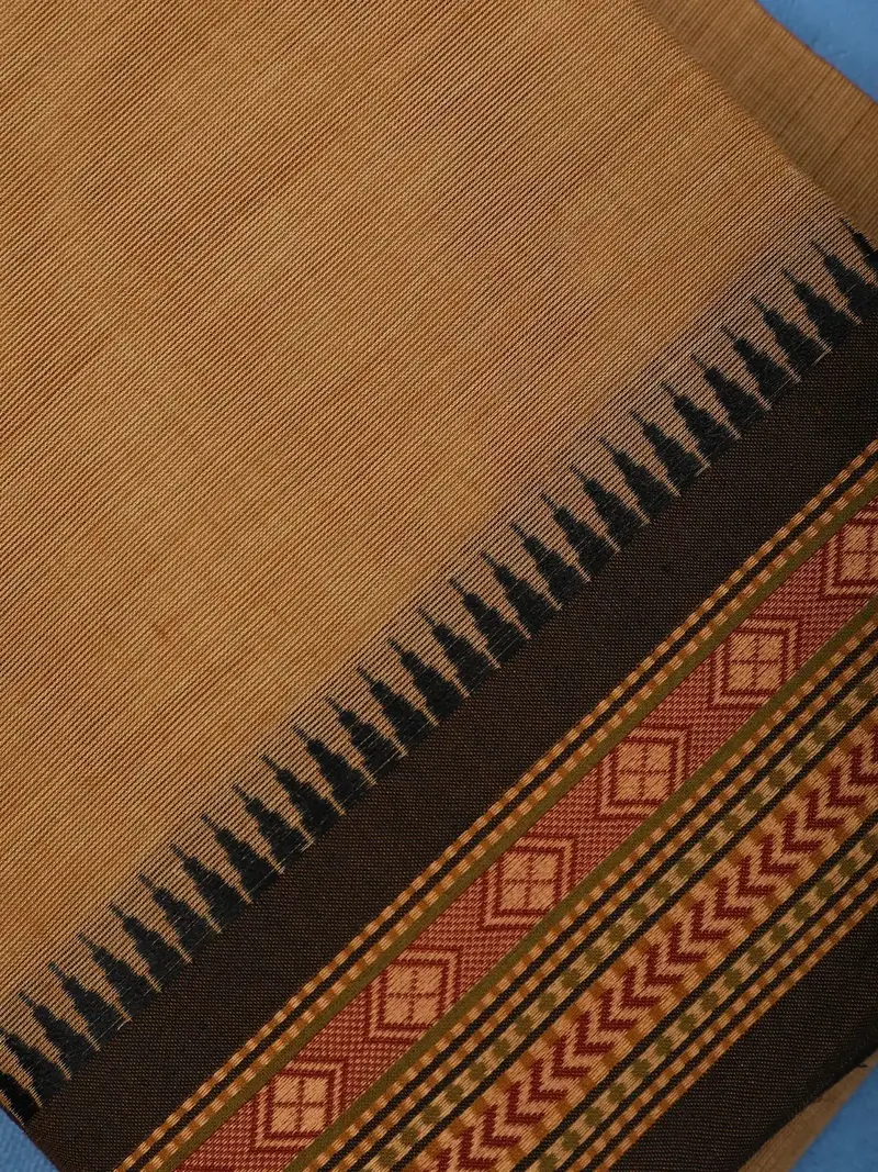 Light Brown Plain Cotton Saree 2