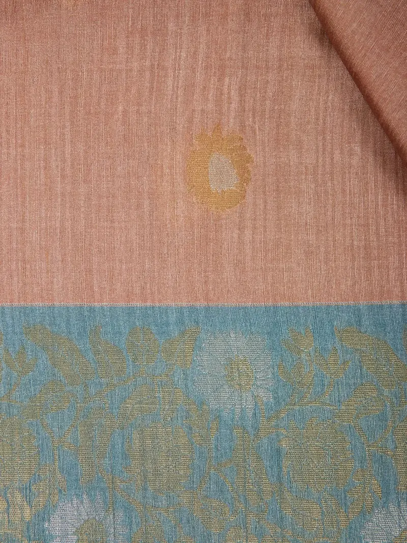 Light Brown Semi Tussar Silk Floral Designed Saree 2