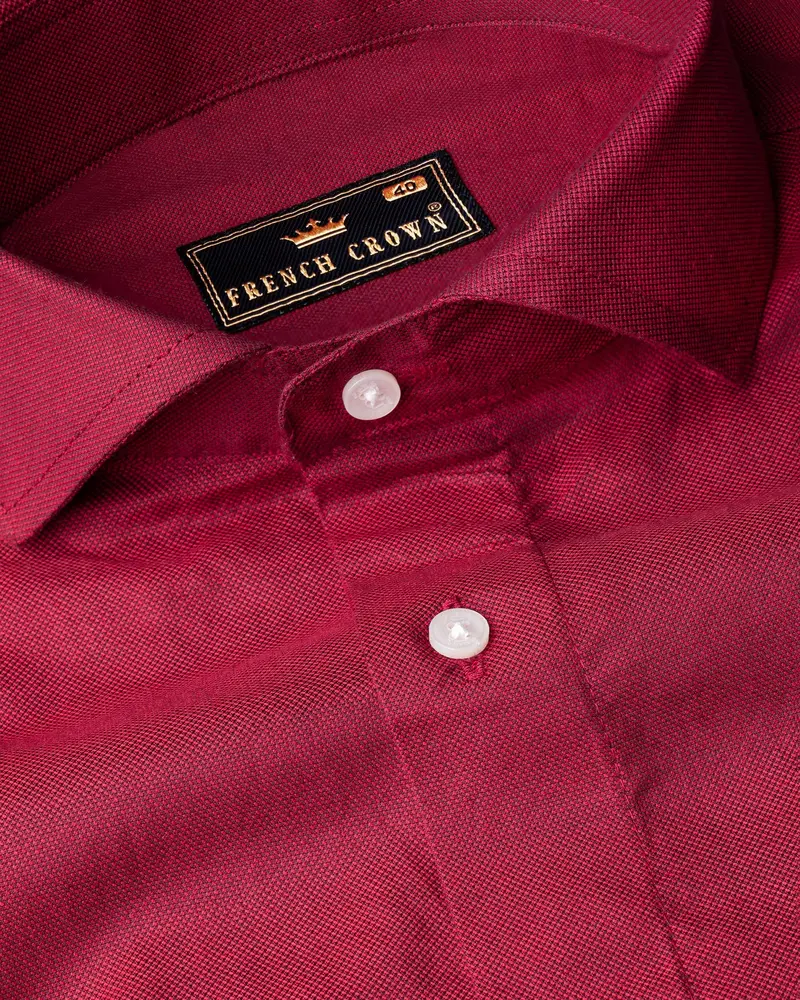 Light Burgundy Dobby Textured Premium Giza Cotton Shirt 1