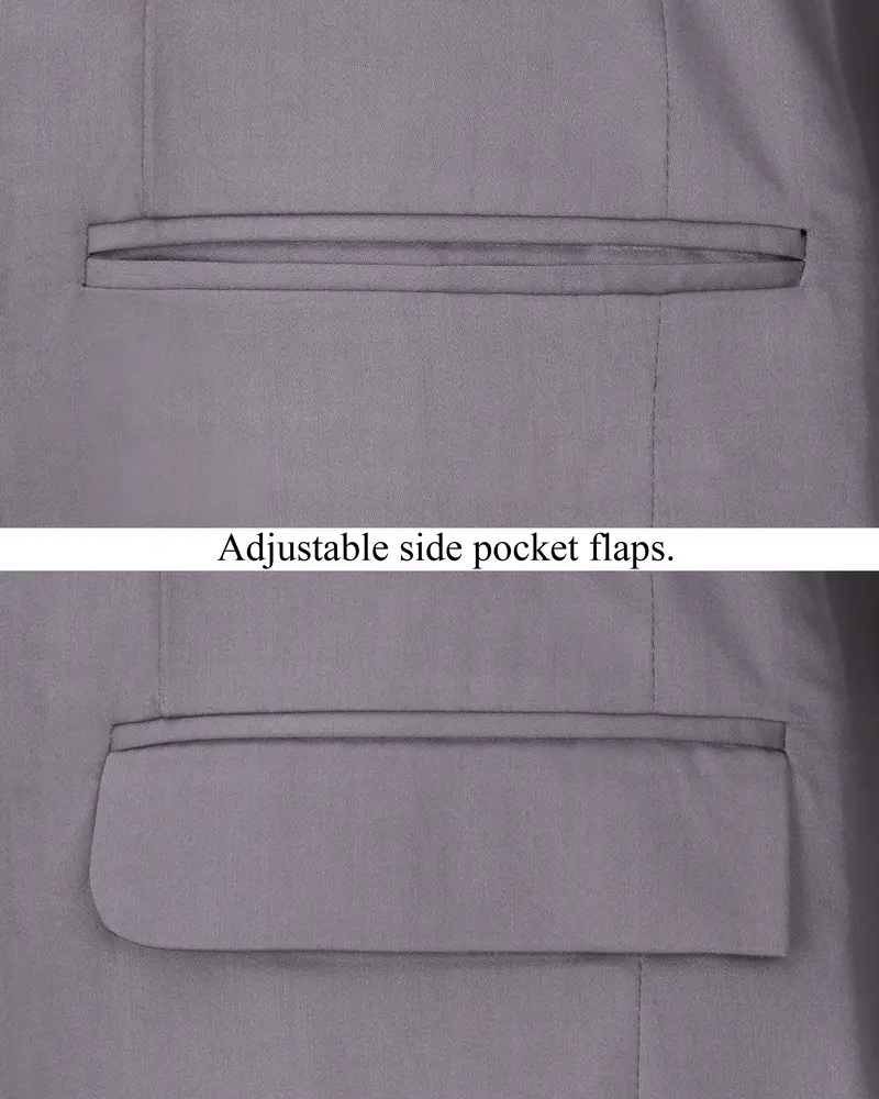 Light Gray Subtle Sheen Cross Placket Bandhgala Blazer 5