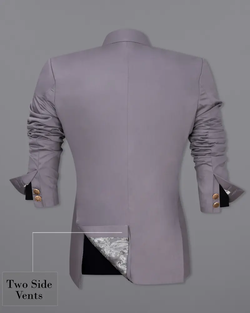 Light Gray Subtle Sheen Cross Placket Bandhgala Blazer 9