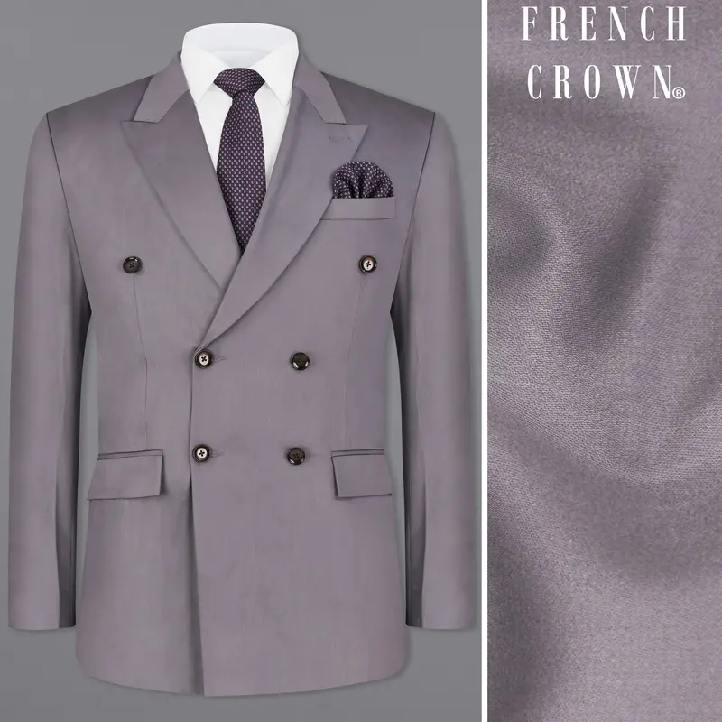 Light Gray Subtle Sheen Double Breasted Blazer 1