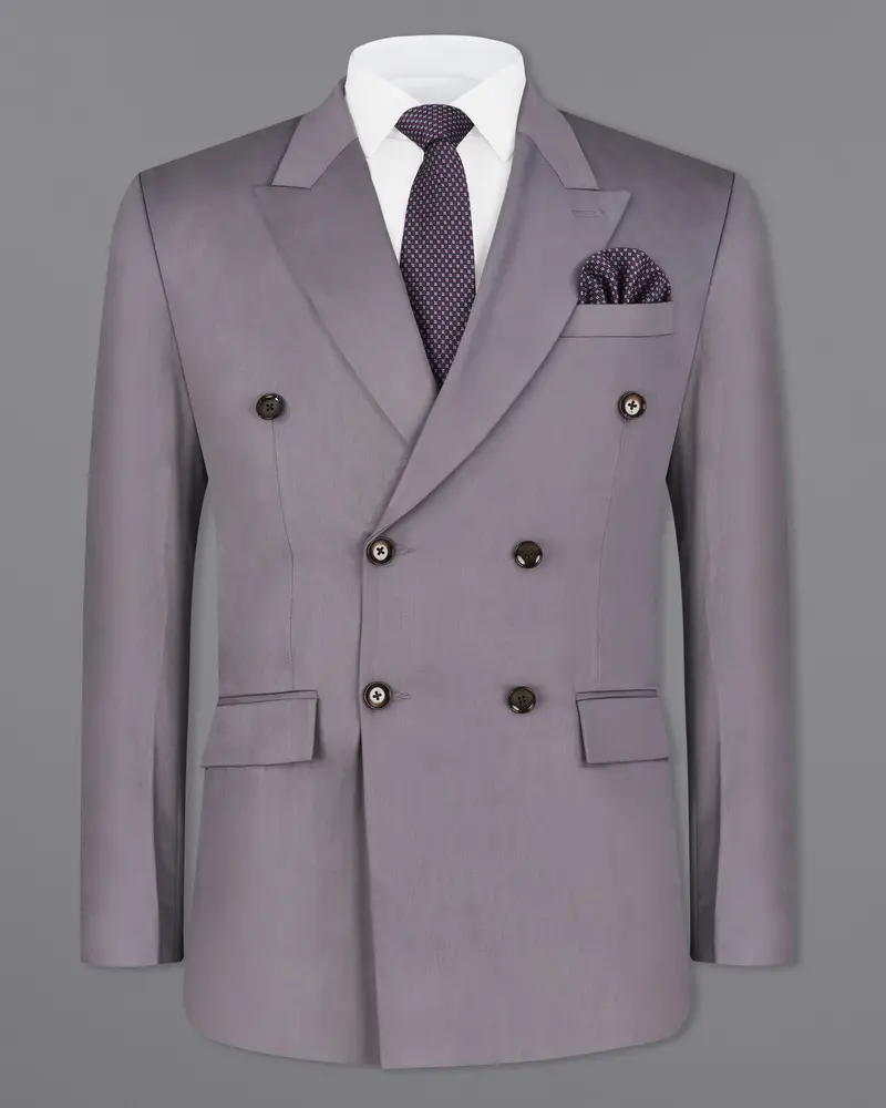 Light Gray Subtle Sheen Double Breasted Blazer 2