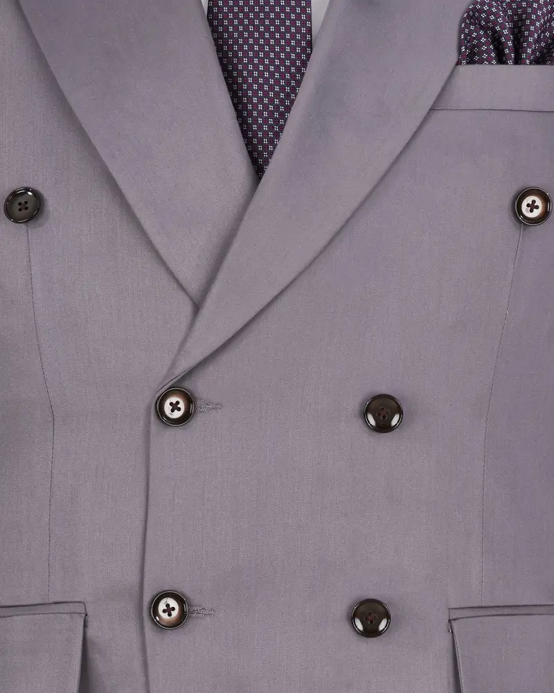 Light Gray Subtle Sheen Double Breasted Blazer 4