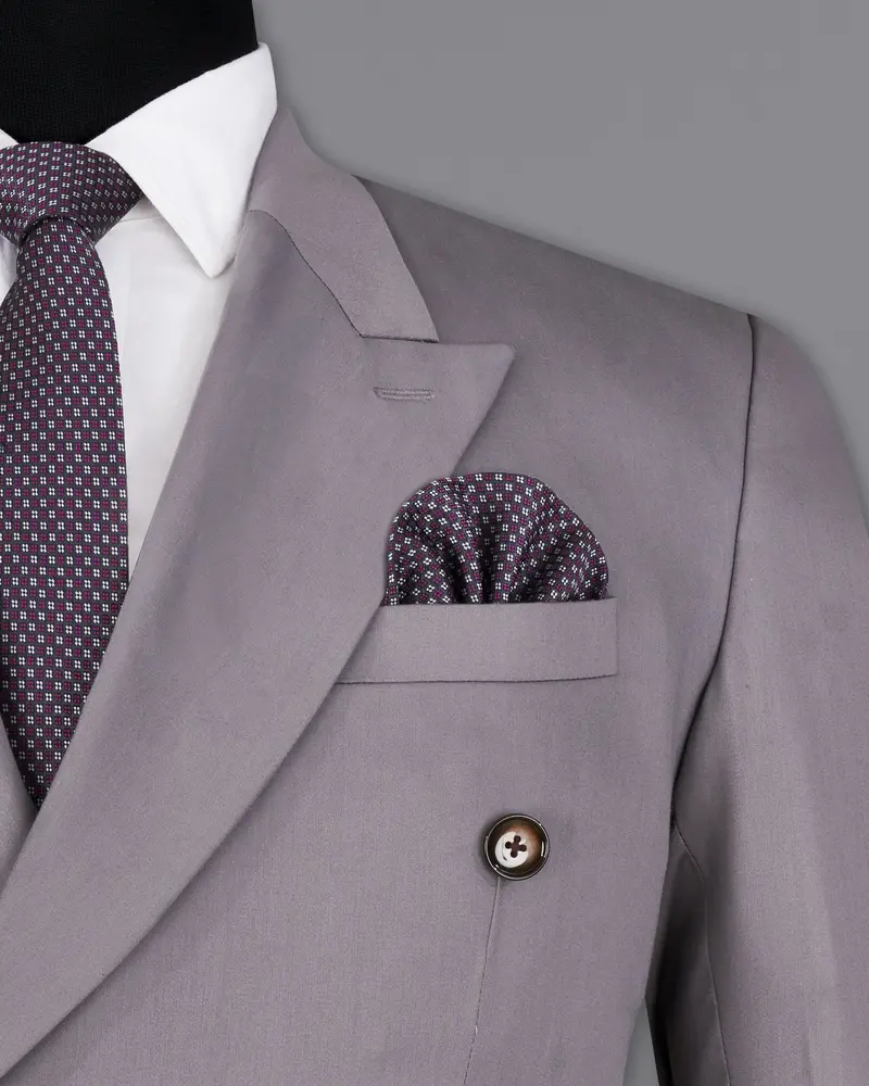 Light Gray Subtle Sheen Double Breasted Blazer 6