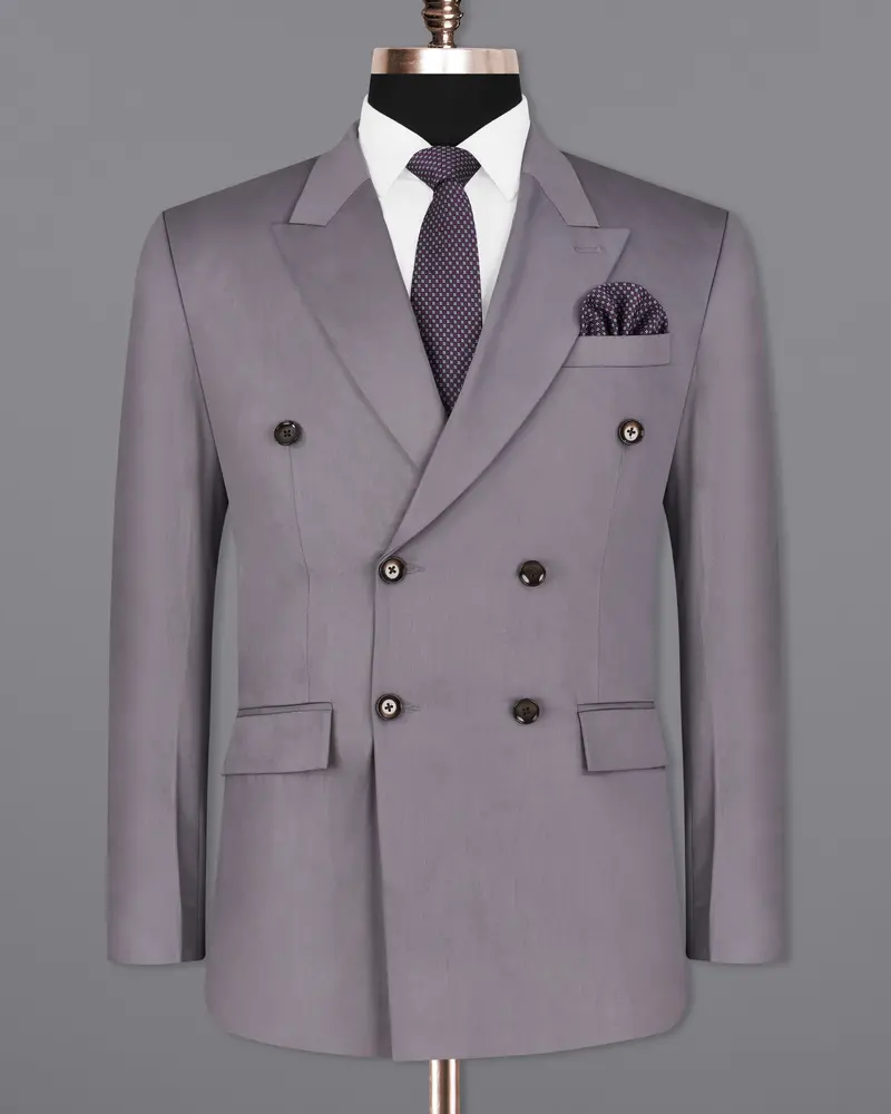 Light Gray Subtle Sheen Double Breasted Blazer 8