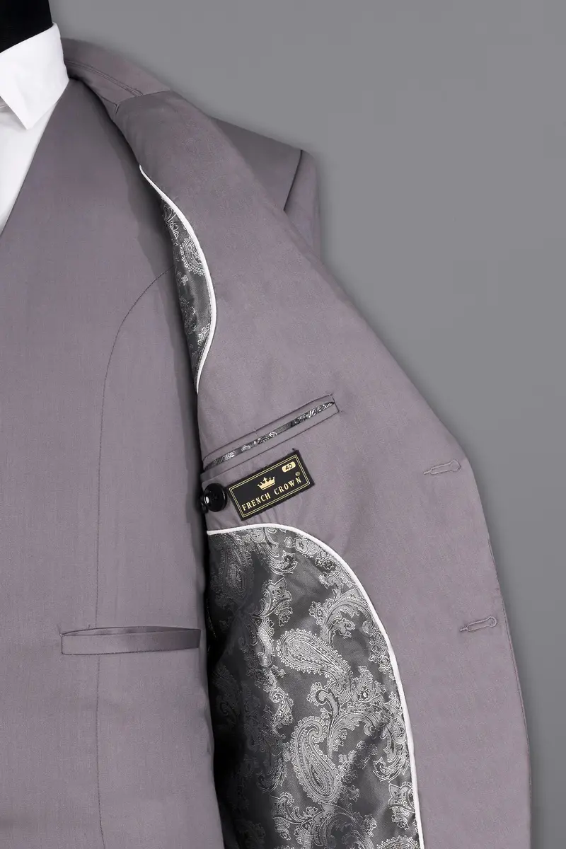 Light Gray Subtle Sheen Single Breasted Blazer 7