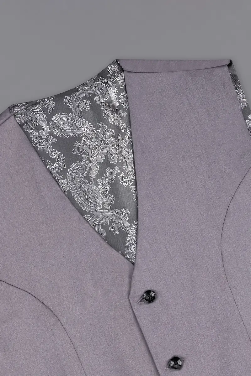 Light Gray Subtle Sheen Textured Waistcoat 4