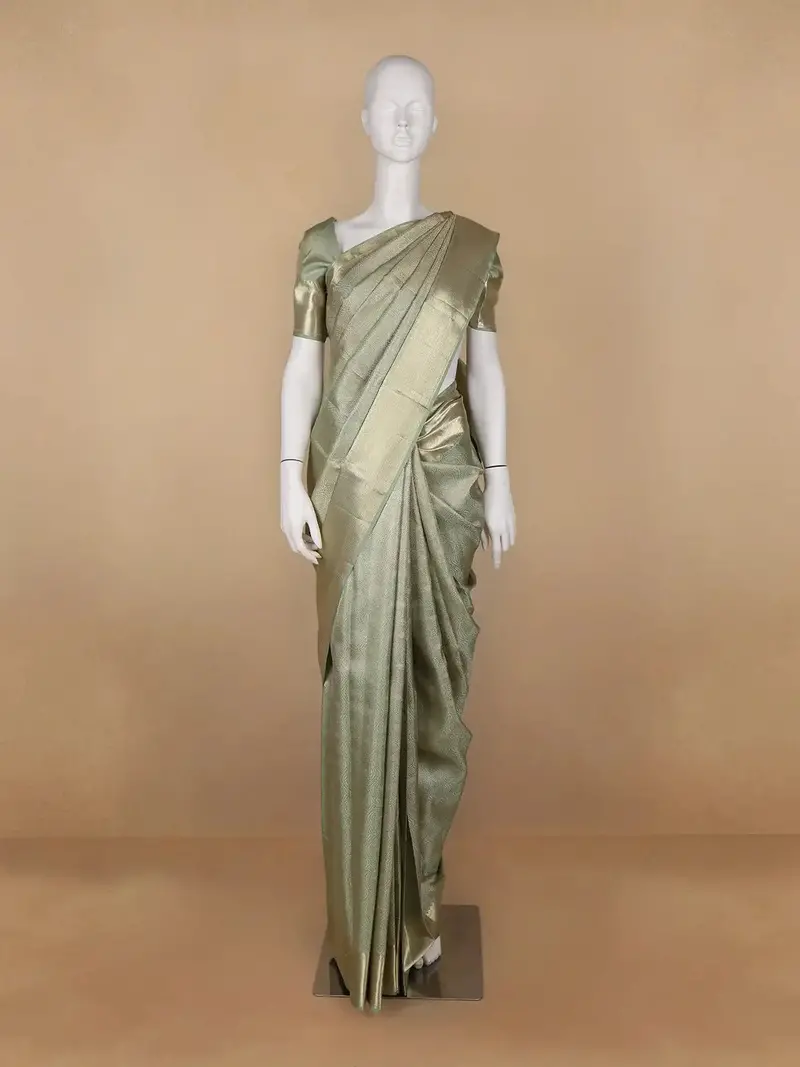 Light Green Abstract Woven Pure Kanchipuram Silk Saree 1