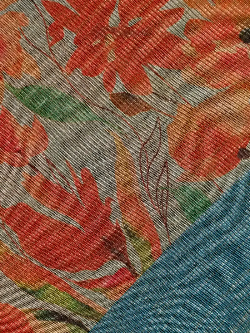 Light Green Floral Design Semi Tussar Saree 2