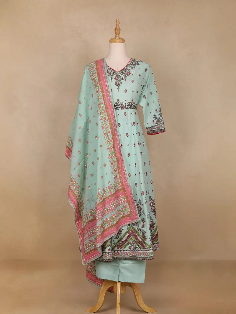 Light Green Floral Print Design Salwar Suit 1