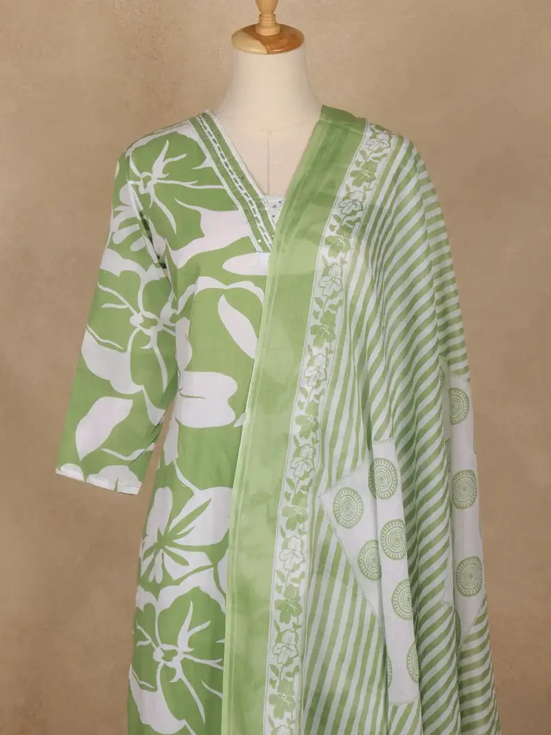 Light Green Floral Printed Cotton Salwar 2