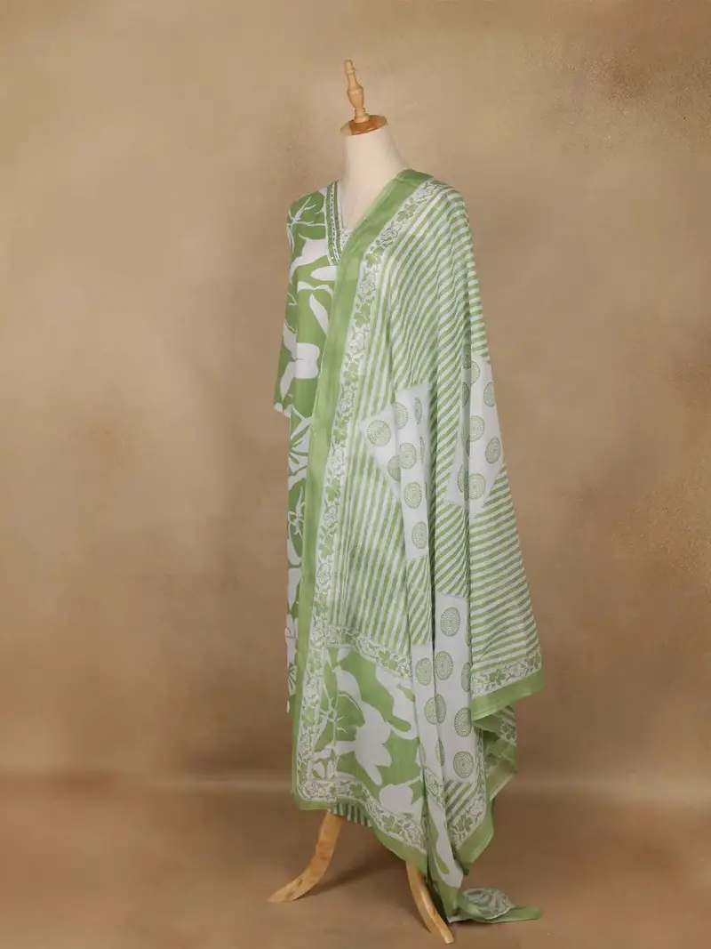 Light Green Floral Printed Cotton Salwar 3