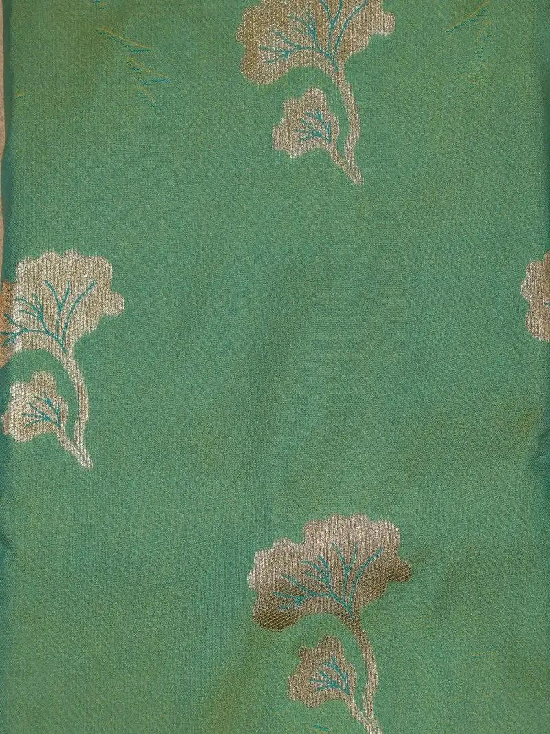 Light Green Floral Woven Banarasi Silk Saree 2