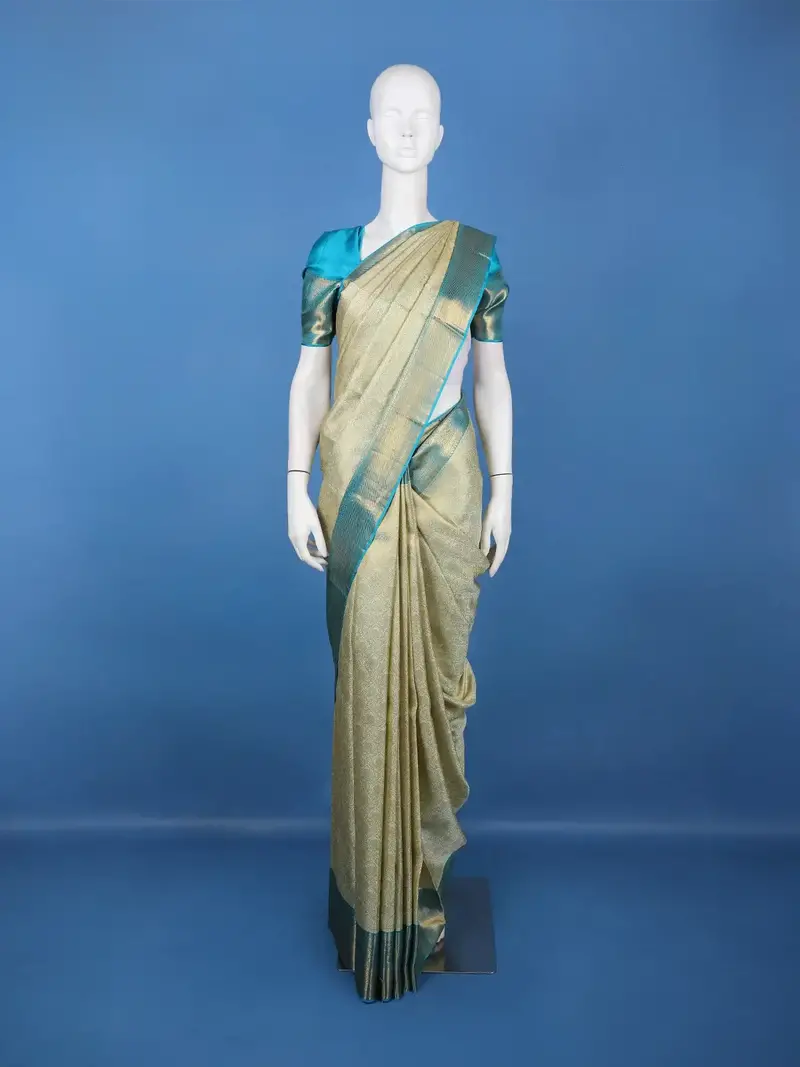 Light Green Floral Woven Pure Kanchipuram Silk Saree With Zari Border 1