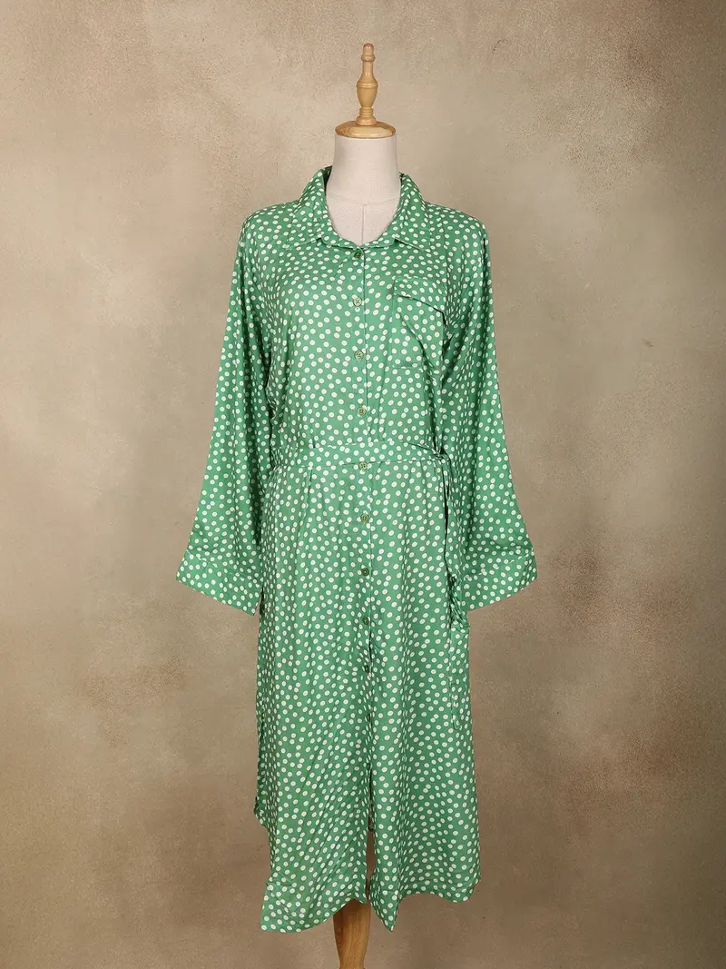 Light Green Polka Dot Printed Rayon Kurti Top 2