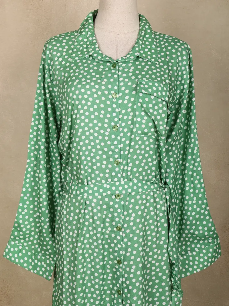 Light Green Polka Dot Printed Rayon Kurti Top 3