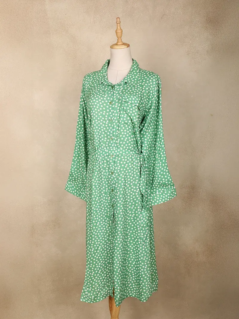 Light Green Polka Dot Printed Rayon Kurti Top 4