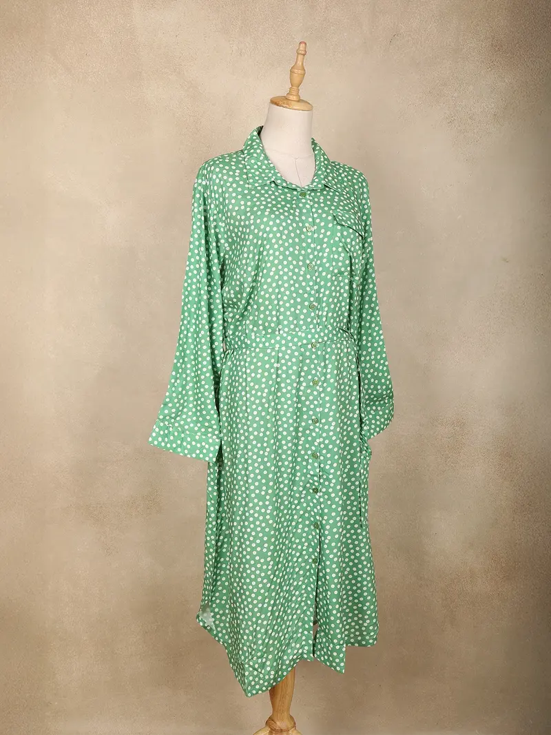 Light Green Polka Dot Printed Rayon Kurti Top 5