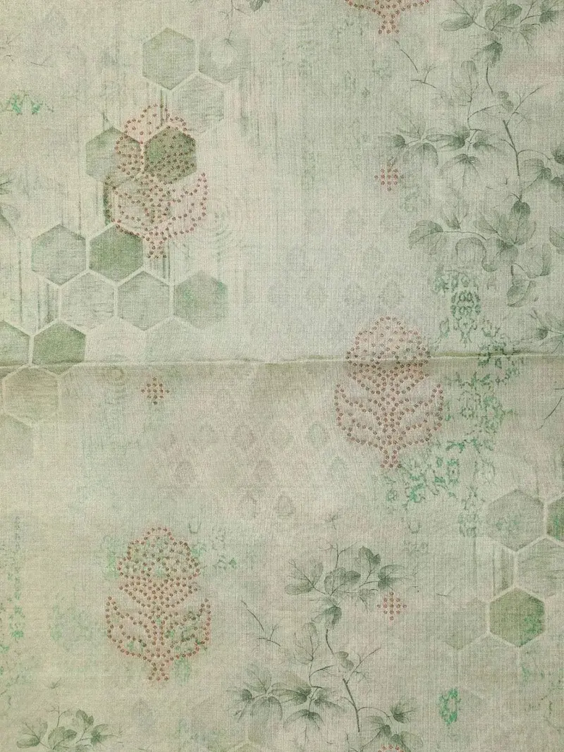 Light Green Semi Tussar Silk Saree With Floral Design On The Body With Designed Border 2