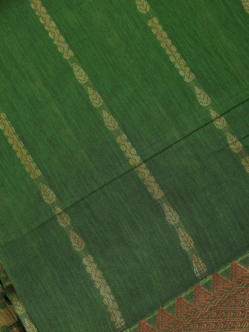 Light Green Striped Woven Cotton Saree 2