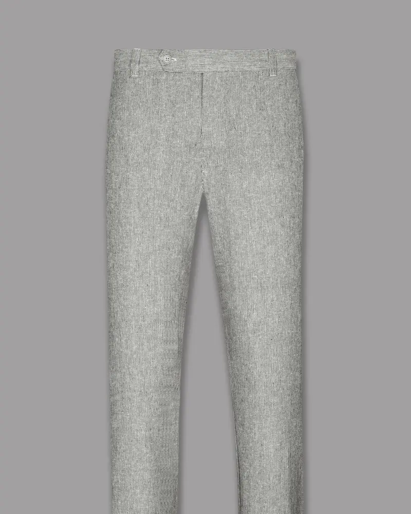 Light Grey Micro Checked Luxurious Linen Pant 4
