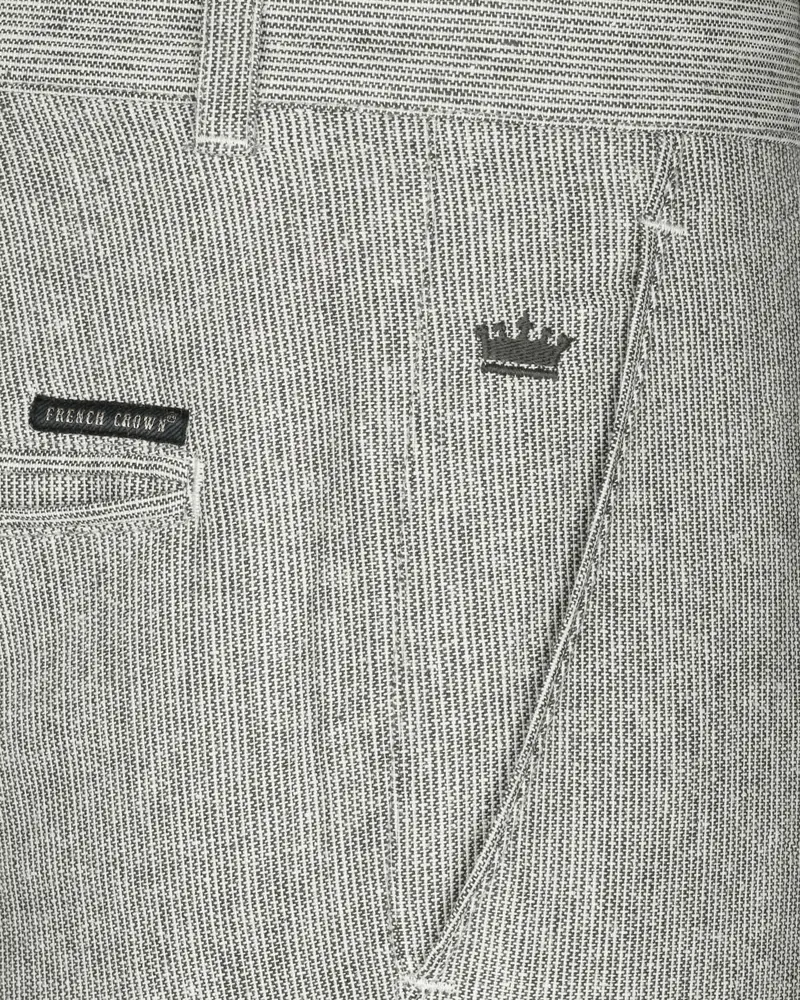 Light Grey Micro Checked Luxurious Linen Pant 5