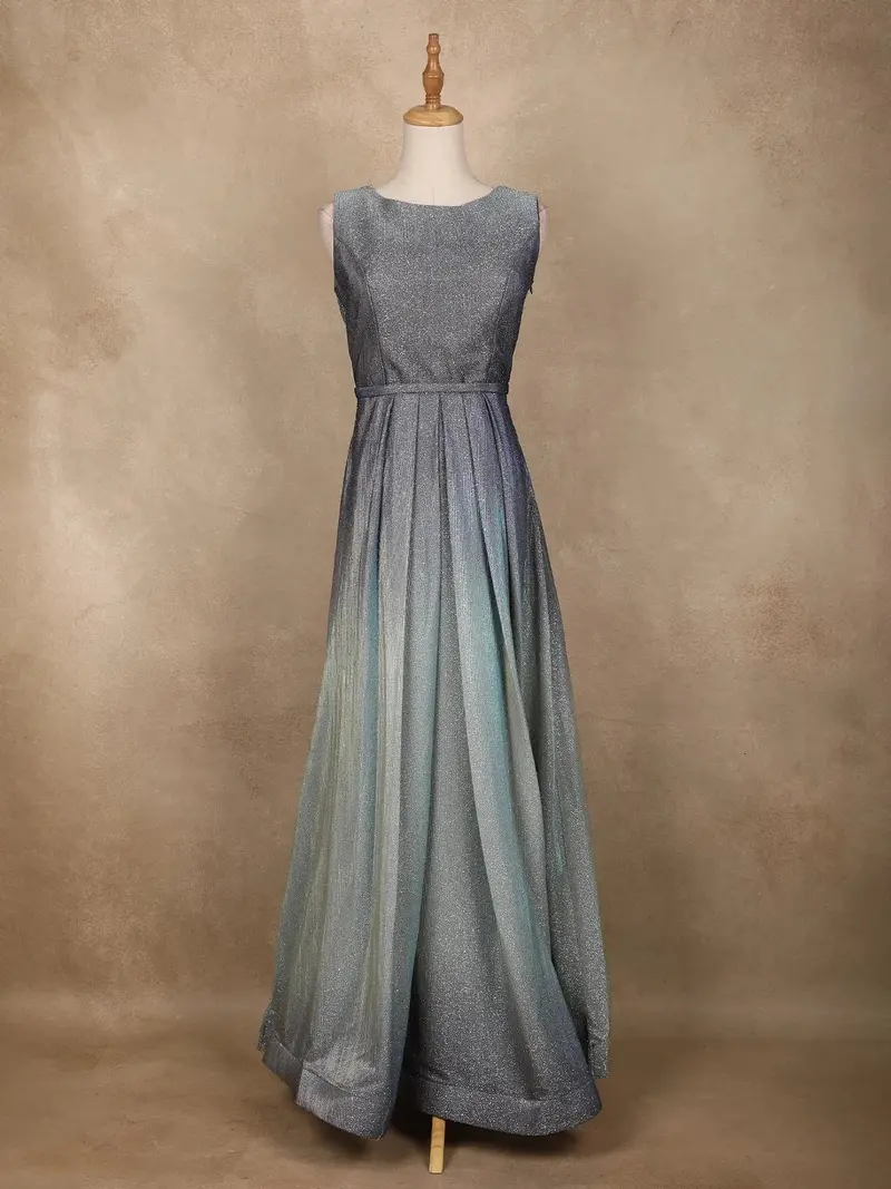 Light Grey Ombre Glitter Embellished Design Bridesmaid Gown 1