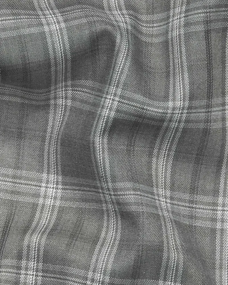 Light Grey Plaid Wool Blend Waistcoat 3